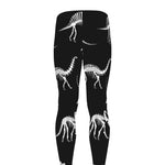 Black And White Dinosaur Fossil Print Men's leggings