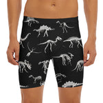 Black And White Dinosaur Fossil Print Men's Long Boxer Briefs