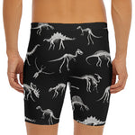 Black And White Dinosaur Fossil Print Men's Long Boxer Briefs