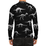 Black And White Dinosaur Fossil Print Men's Long Sleeve Rash Guard