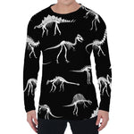 Black And White Dinosaur Fossil Print Men's Long Sleeve T-Shirt
