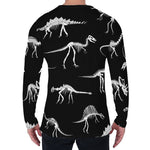 Black And White Dinosaur Fossil Print Men's Long Sleeve T-Shirt