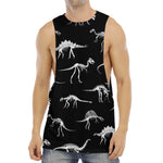 Black And White Dinosaur Fossil Print Men's Muscle Tank Top