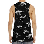 Black And White Dinosaur Fossil Print Men's Muscle Tank Top
