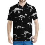 Black And White Dinosaur Fossil Print Men's Polo Shirt