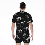 Black And White Dinosaur Fossil Print Men's Rompers