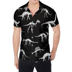 Black And White Dinosaur Fossil Print Men's Shirt