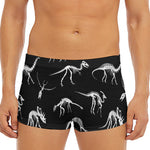 Black And White Dinosaur Fossil Print Men's Short Boxer Briefs