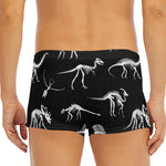 Black And White Dinosaur Fossil Print Men's Short Boxer Briefs