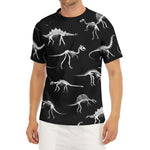 Black And White Dinosaur Fossil Print Men's Short Sleeve Rash Guard