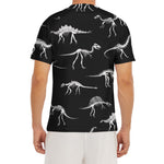 Black And White Dinosaur Fossil Print Men's Short Sleeve Rash Guard