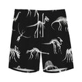 Black And White Dinosaur Fossil Print Men's Athletic Shorts