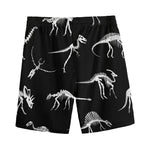 Black And White Dinosaur Fossil Print Men's Sports Shorts