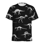 Black And White Dinosaur Fossil Print Men's Sports T-Shirt