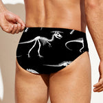 Black And White Dinosaur Fossil Print Men's Swim Briefs