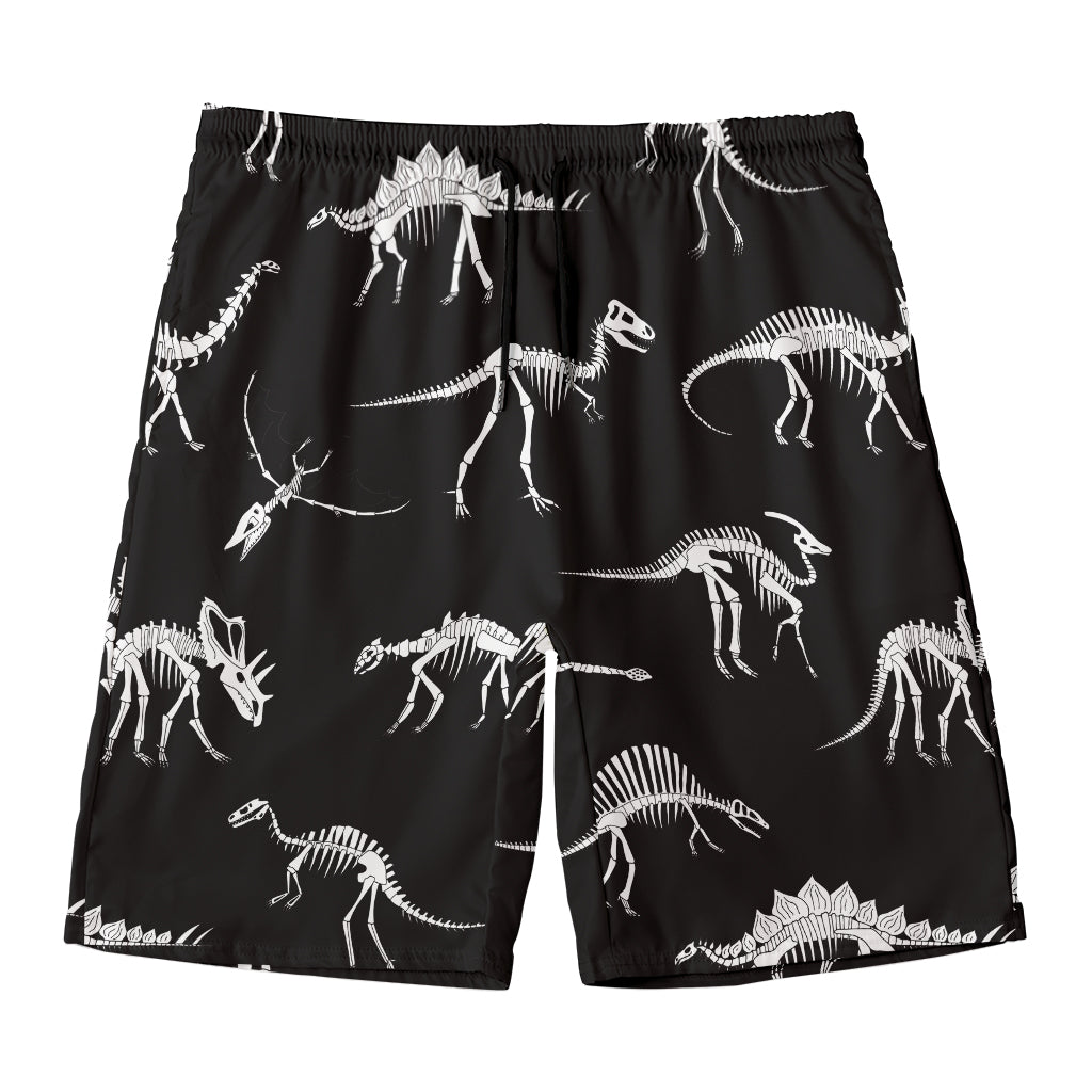Black And White Dinosaur Fossil Print Men's Swim Trunks