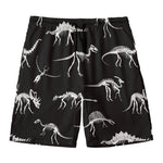 Black And White Dinosaur Fossil Print Men's Swim Trunks