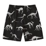 Black And White Dinosaur Fossil Print Men's Swim Trunks