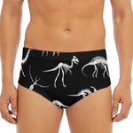 Black And White Dinosaur Fossil Print Men's Triangle Swim Briefs