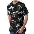 Black And White Dinosaur Fossil Print Men's Velvet T-Shirt