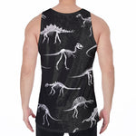 Black And White Dinosaur Fossil Print Men's Velvet Tank Top