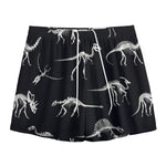 Black And White Dinosaur Fossil Print Mesh Shorts