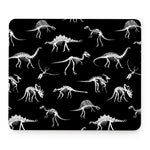 Black And White Dinosaur Fossil Print Mouse Pad