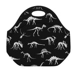 Black And White Dinosaur Fossil Print Neoprene Lunch Bag