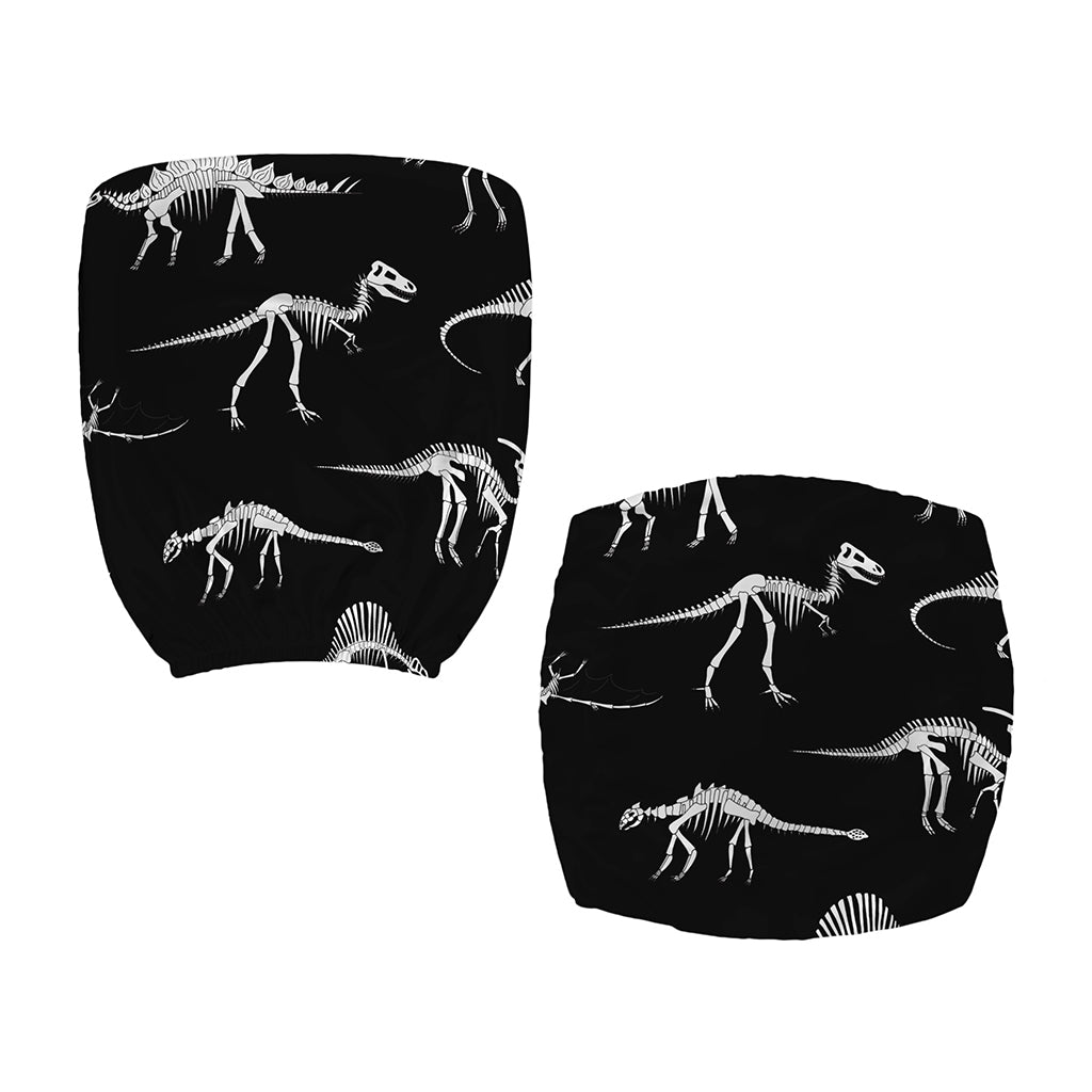 Black And White Dinosaur Fossil Print Office Chair Cover