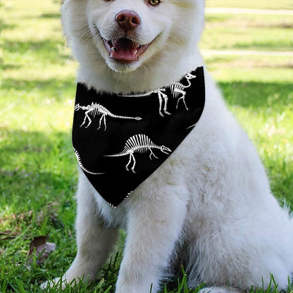 Black And White Dinosaur Fossil Print Over The Collar Dog Bandana