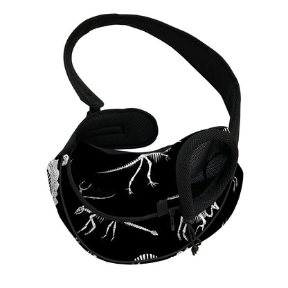Black And White Dinosaur Fossil Print Pet Sling Carrier