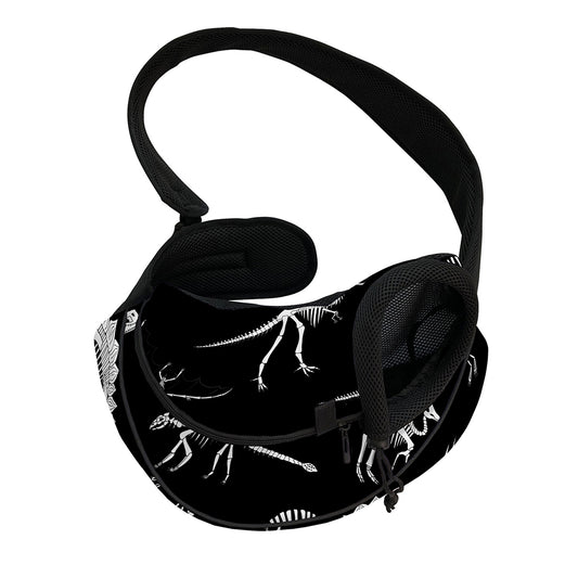 Black And White Dinosaur Fossil Print Pet Sling Carrier