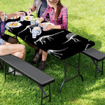 Black And White Dinosaur Fossil Print Picnic Table Cover