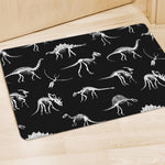 Black And White Dinosaur Fossil Print Polyester Doormat