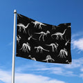 Black And White Dinosaur Fossil Print Polyester Flag