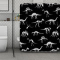 Black And White Dinosaur Fossil Print Polyester Shower Curtain