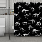 Black And White Dinosaur Fossil Print Polyester Shower Curtain