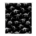 Black And White Dinosaur Fossil Print Polyester Shower Curtain