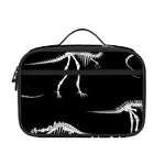 Black And White Dinosaur Fossil Print Portable Lunch Bag