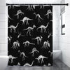 Black And White Dinosaur Fossil Print Premium Shower Curtain