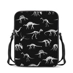 Black And White Dinosaur Fossil Print Rectangular Crossbody Bag