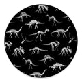 Black And White Dinosaur Fossil Print Round Floor Mat