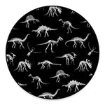 Black And White Dinosaur Fossil Print Round Floor Mat