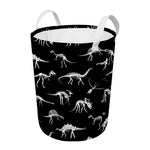 Black And White Dinosaur Fossil Print Round Laundry Basket