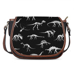 Black And White Dinosaur Fossil Print Saddle Bag