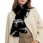Black And White Dinosaur Fossil Print Scarf