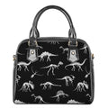 Black And White Dinosaur Fossil Print Shoulder Handbag
