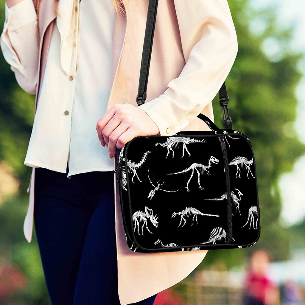 Black And White Dinosaur Fossil Print Shoulder Strap Bible Bag