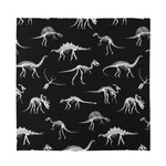 Black And White Dinosaur Fossil Print Silk Bandana