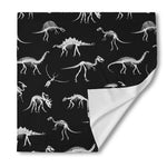 Black And White Dinosaur Fossil Print Silk Bandana